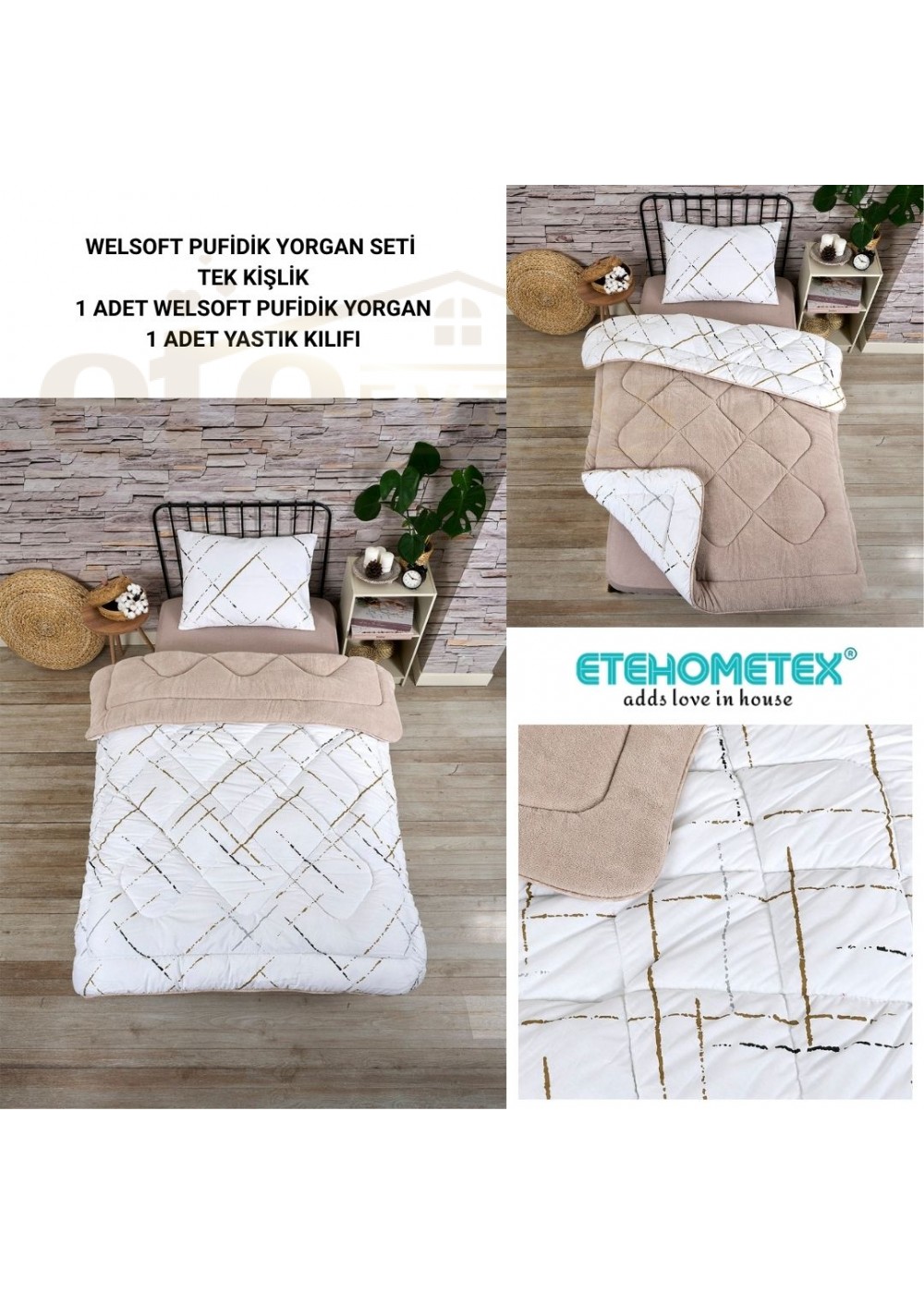 ETE HOMETEX TEK KİŞİLİK LÜX WELSOFT YORGAN YANSIMA BEJ 155X215CM 8696474231851 ETE HOMETEX TEK KİŞİLİK LÜX WELSOFT YORGAN YANSIMA BEJ 155X215CM 8696474231851